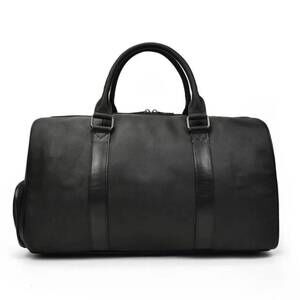 NEW STEEL HORSE LEATHER men's endre weekender vintage leather duffle bag in blac